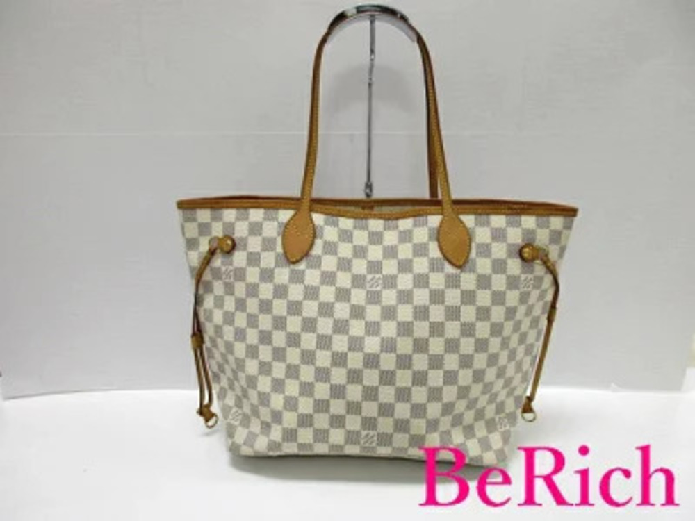 Louis Vuitton Damier Azur White Neverfull LV Tote Bag Shoulder